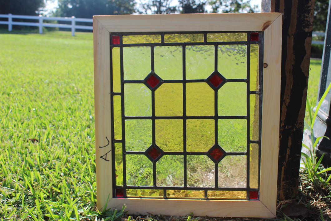 Antique English Stained Glass in Shipping Frame c.1880