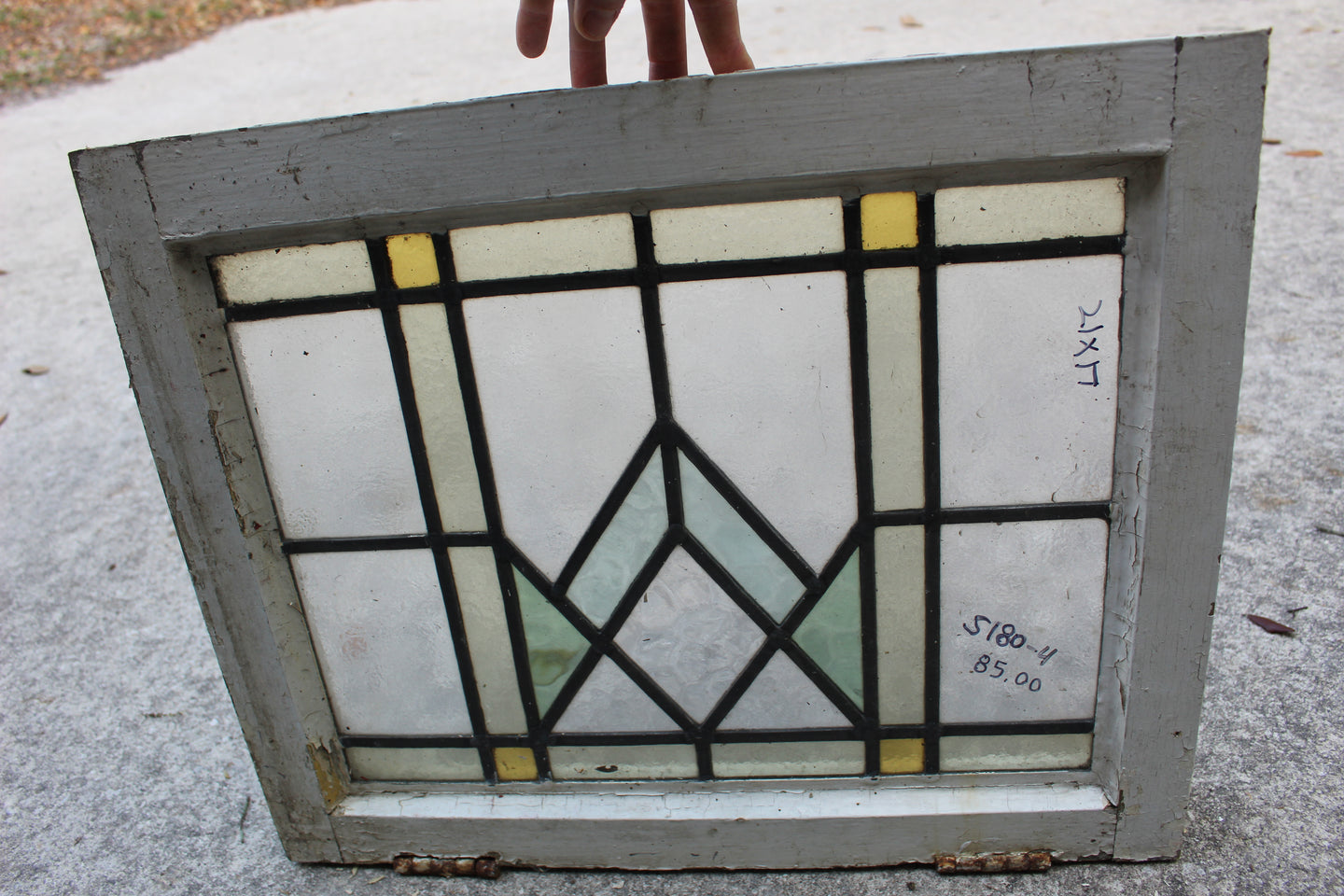 Antique English Stained Glass in Original Frame