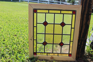 Antique English Stained Glass in Shipping Frame c.1880