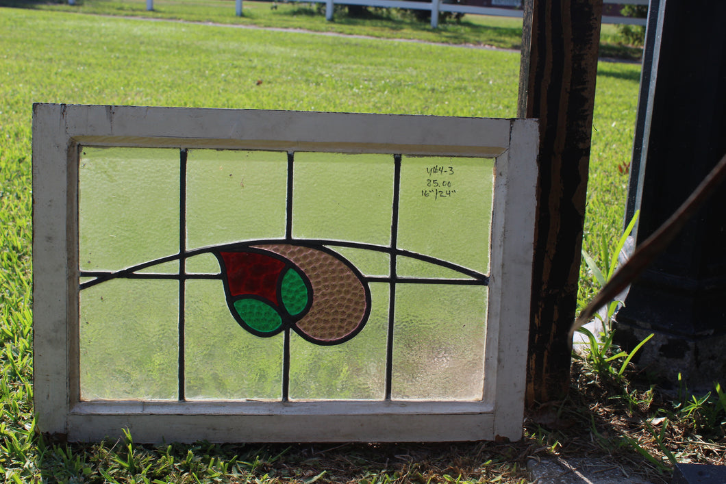 Antique English Stained Glass in Original Frame