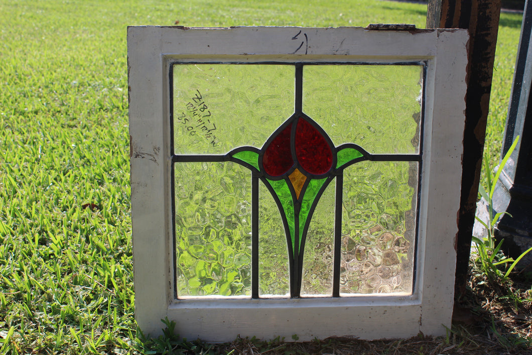 Antique English Stained Glass in Original Frame