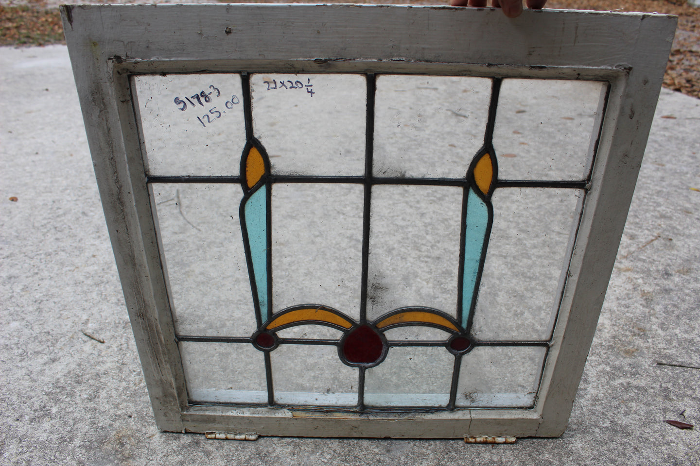 Antique English Stained Glass in Original Frame