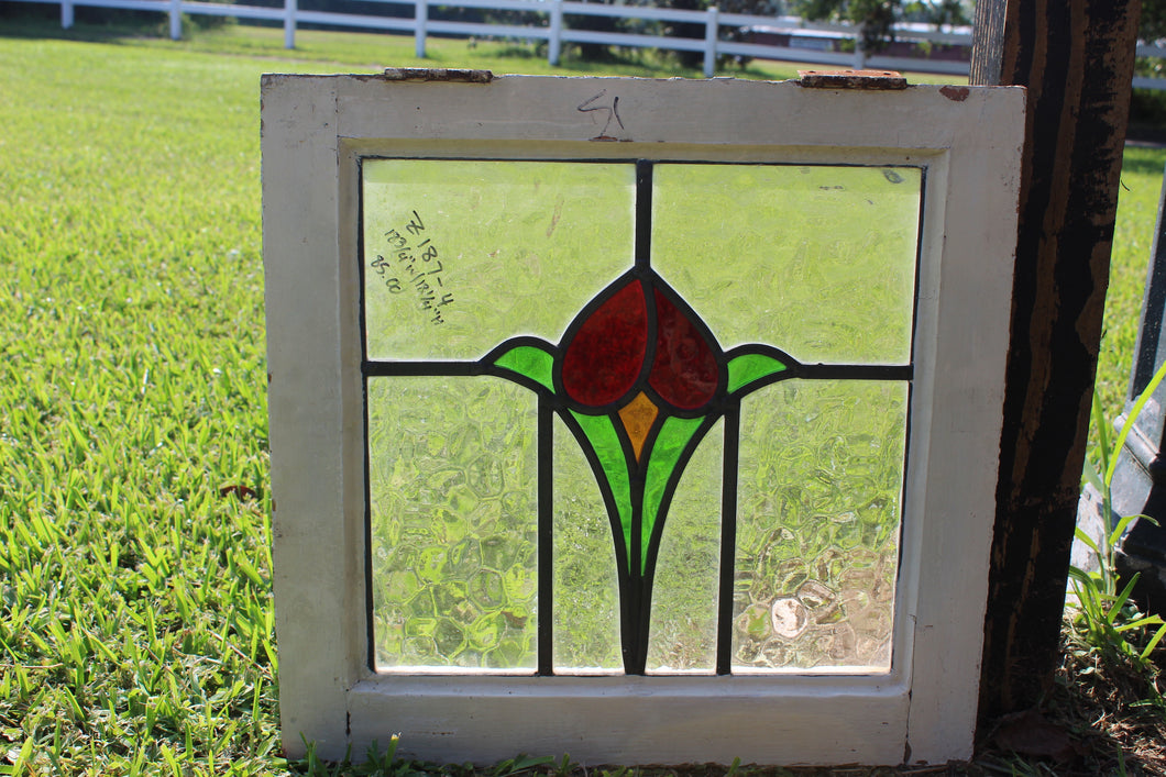 Antique English Stained Glass in Original Frame