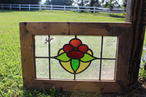 Antique English Stained Glass in Original Frame