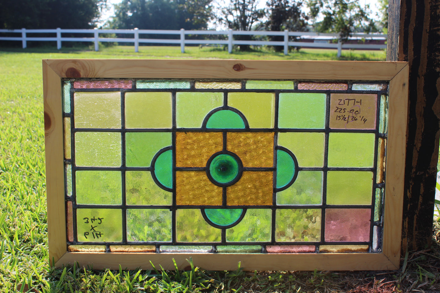 Antique English Stained Glass in Shipping Frame c.1880