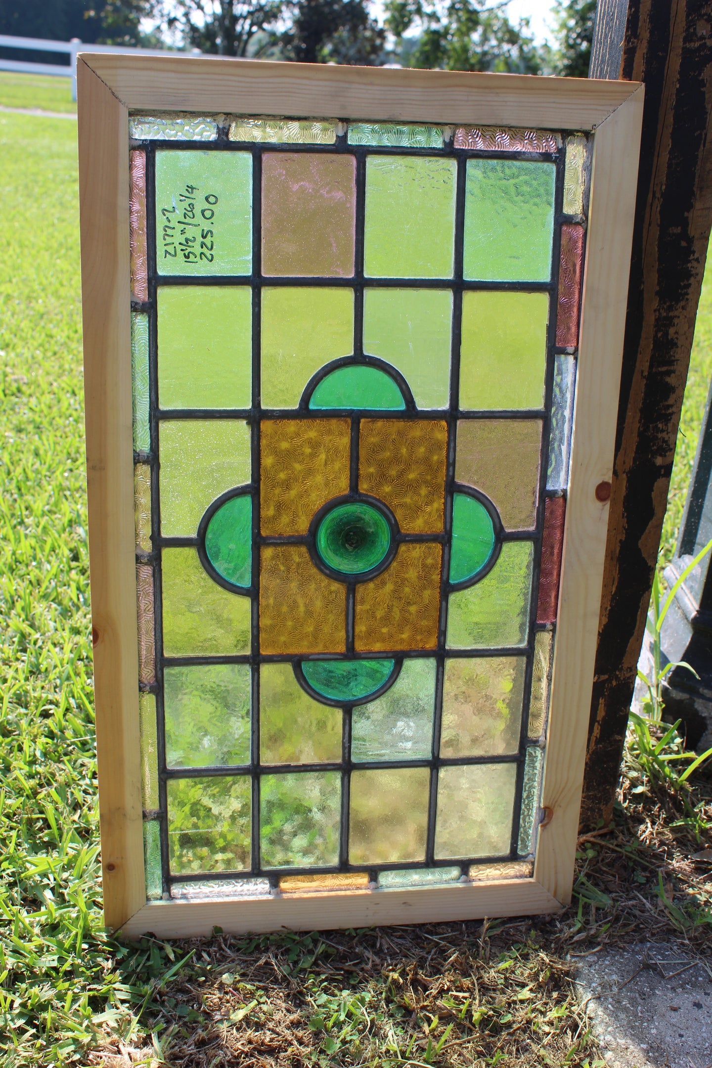 Antique English Stained Glass in Shipping Frame c.1880