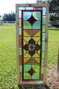 Antique English Stained Glass in Shipping Frame c.1880