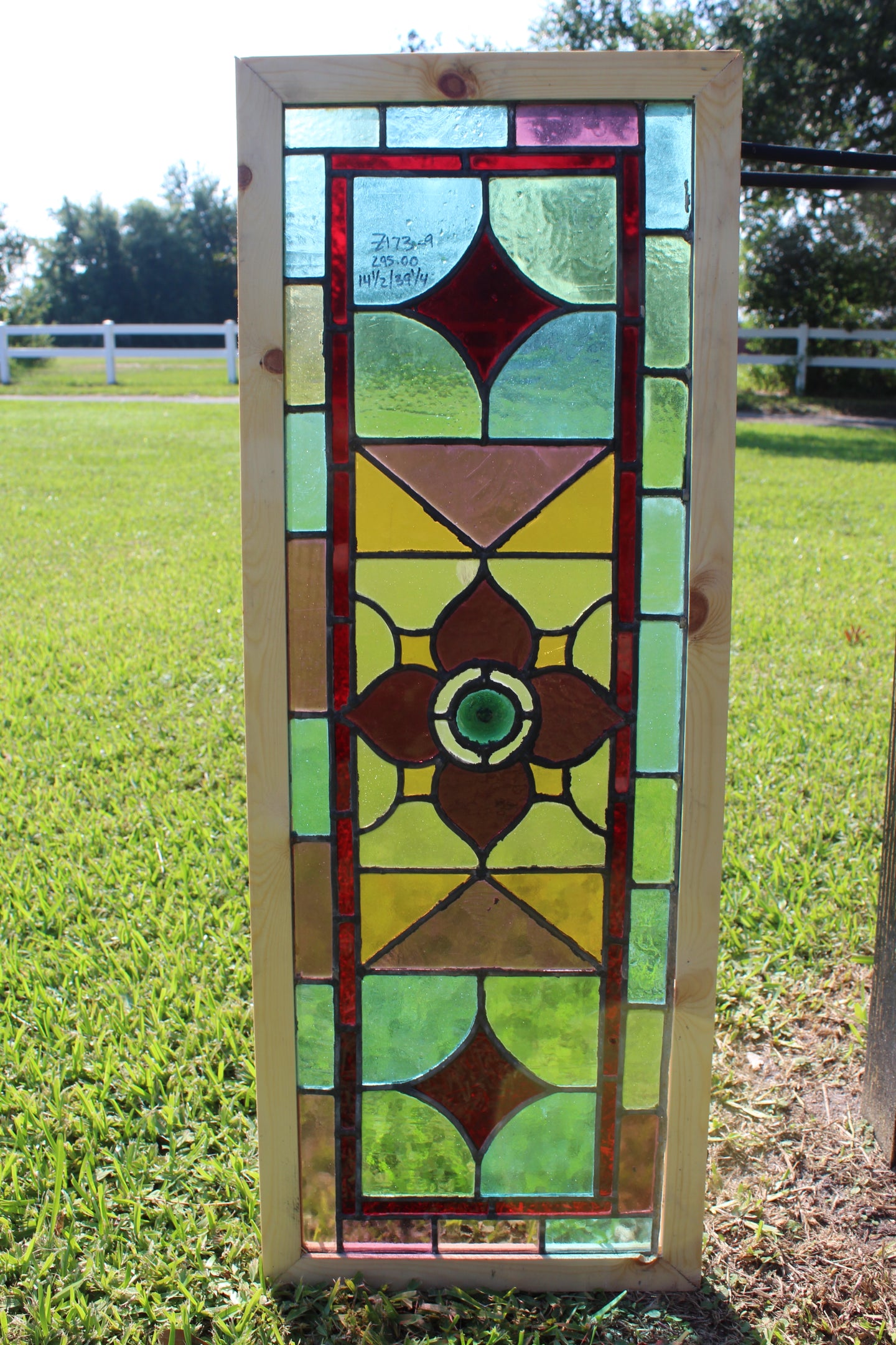 Antique English Stained Glass in Shipping Frame c.1880