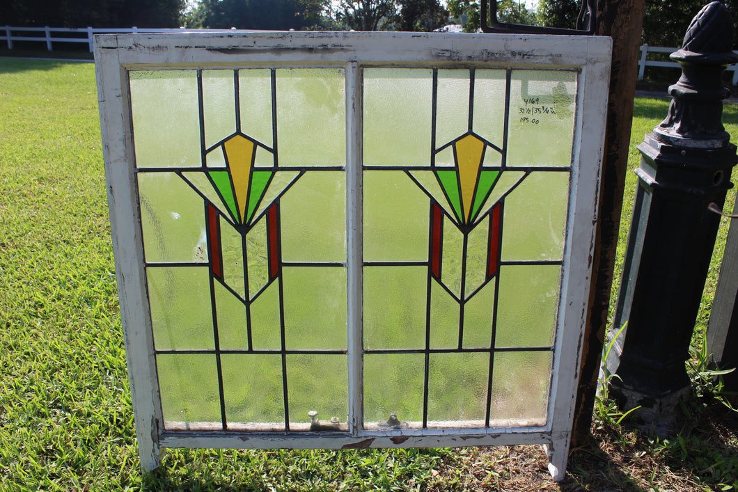 Antique English Stained Glass in Original Frame