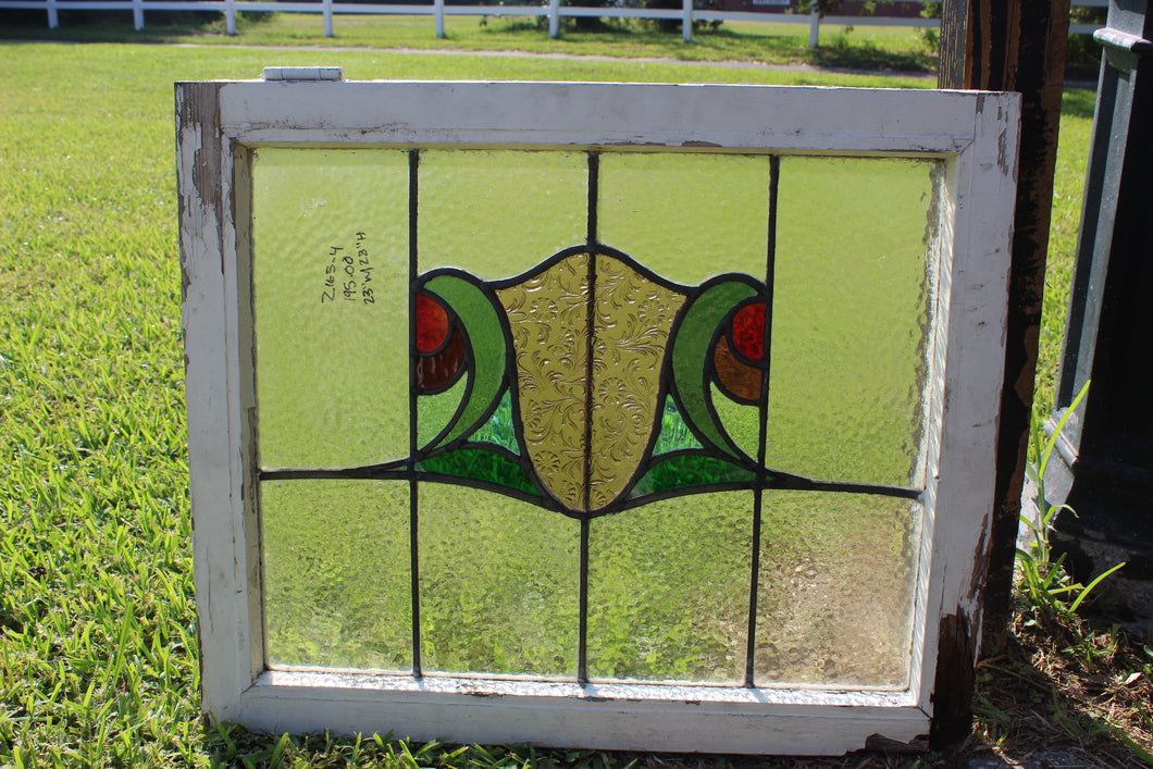 Antique English Stained Glass in Original Frame