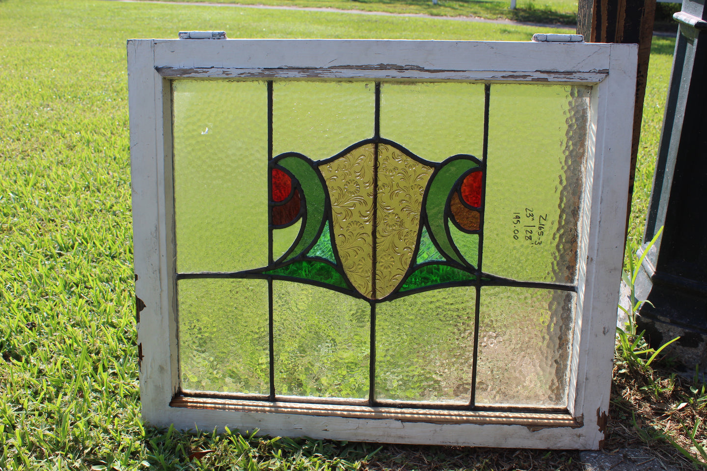 Antique English Stained Glass in Original Frame