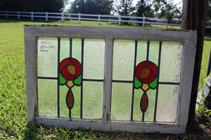 Antique English Stained Glass in Original Frame