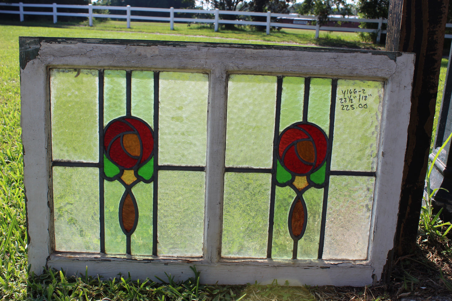 Antique English Stained Glass in Original Frame