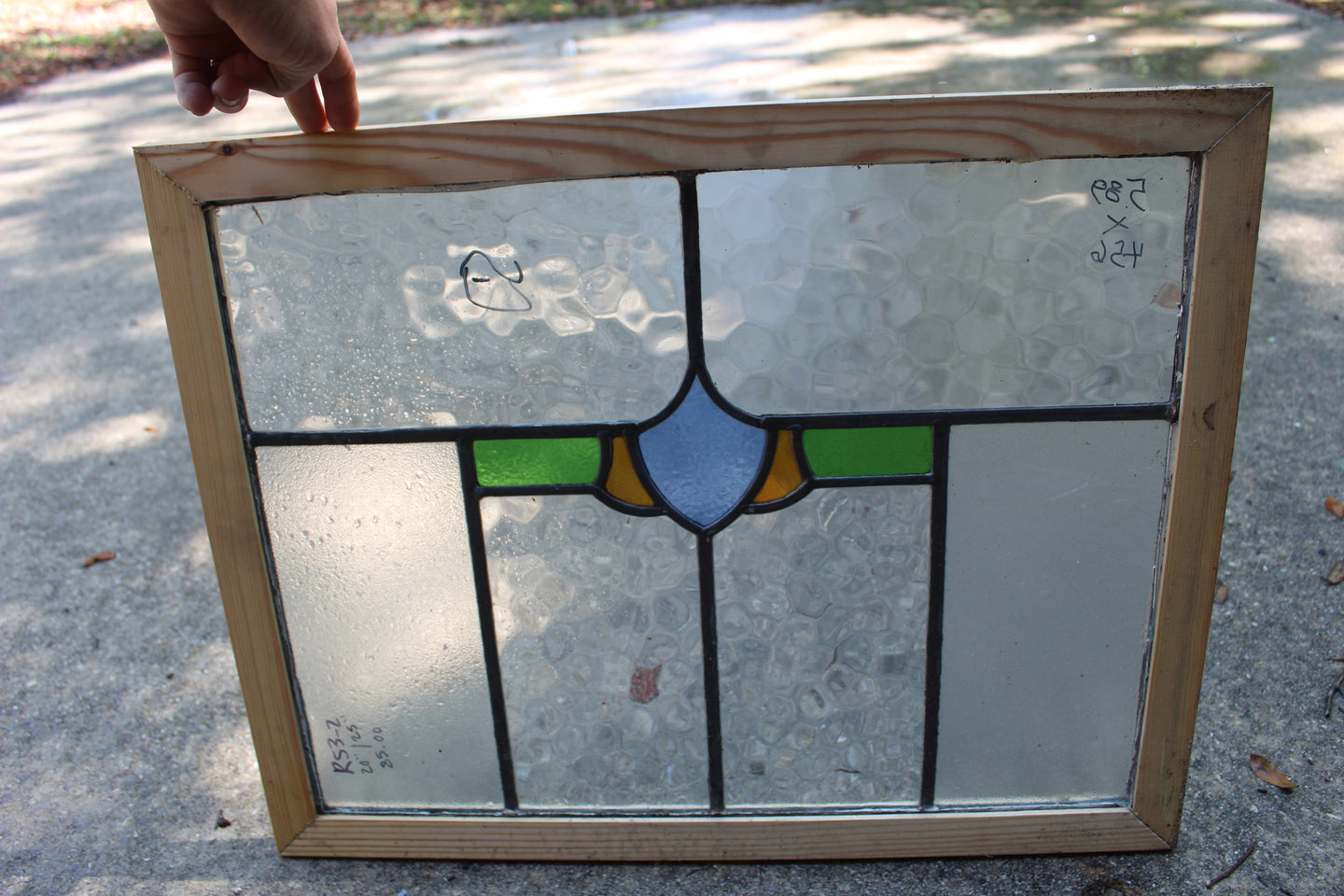 Antique English Stained Glass in Shipping Frame