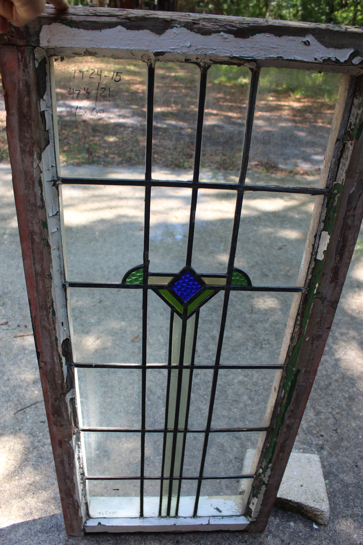 Antique English Stained Glass in Original Frame