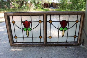 Antique English Stained Glass in Original Frame