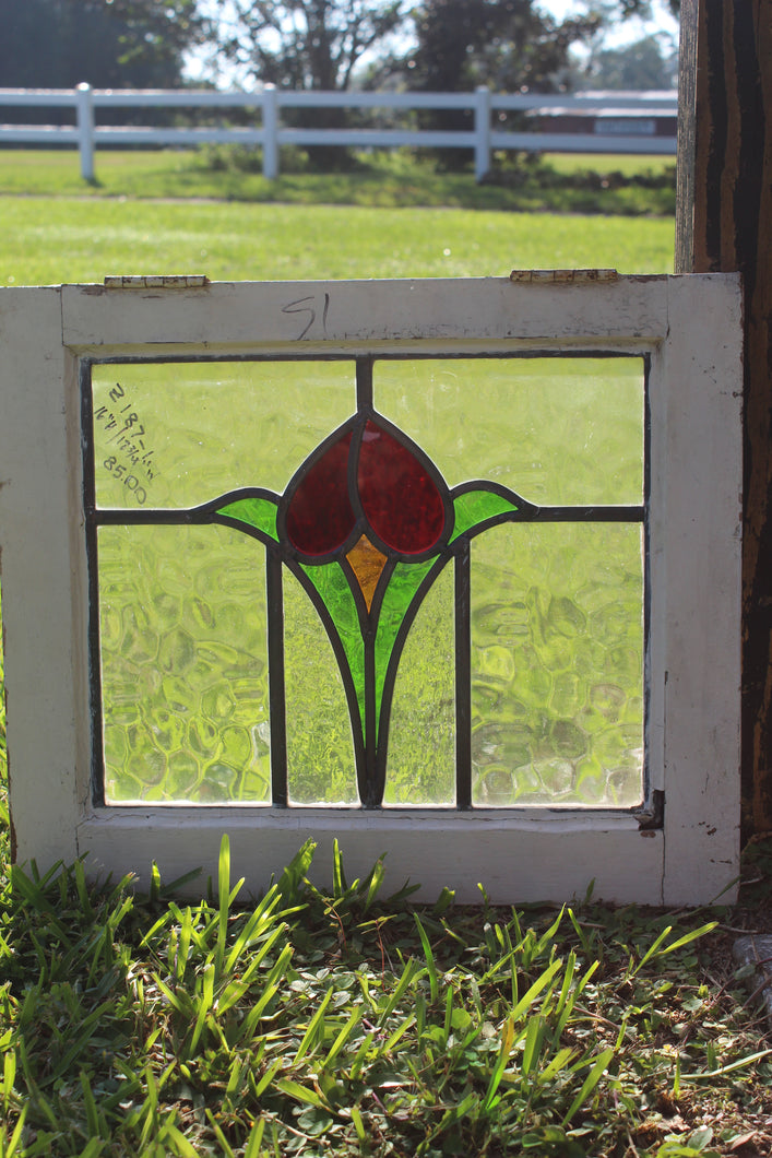 Antique English Stained Glass in Original Frame