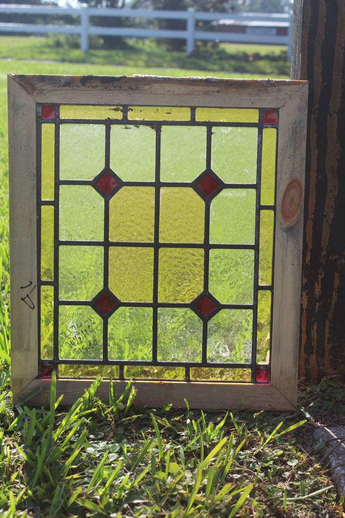 Antique English Stained Glass in Shipping Frame