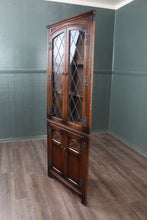 Load image into Gallery viewer, English Leaded Glass Corner Cabinet c.1900
