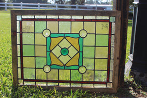 Antique English Stained Glass in Shipping Frame