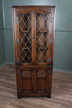 Load image into Gallery viewer, English Leaded Glass Corner Cabinet c.1900