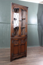 Load image into Gallery viewer, English Leaded Glass Corner Cabinet c.1900