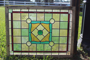 Antique English Stained Glass in Shipping Frame