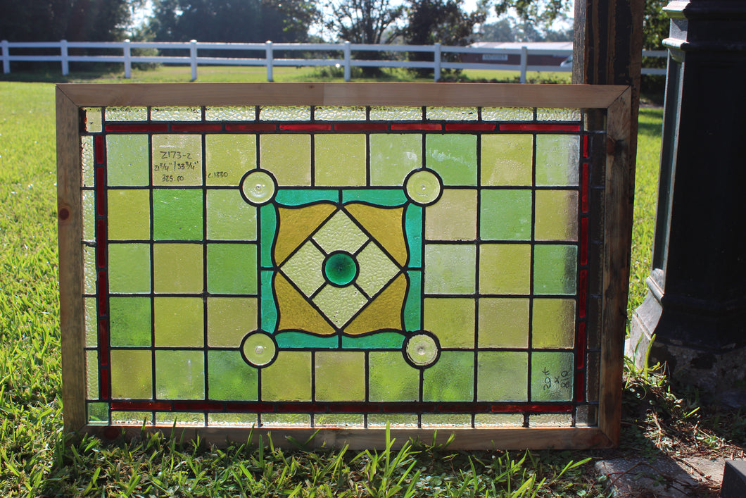 Antique English Stained Glass in Shipping Frame c.1880