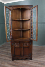 Load image into Gallery viewer, English Leaded Glass Corner Cabinet c.1900