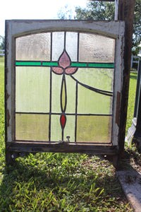 Antique English Stained Glass in Original Frame