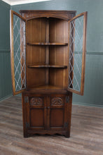 Load image into Gallery viewer, English Leaded Glass Corner Cabinet c.1900