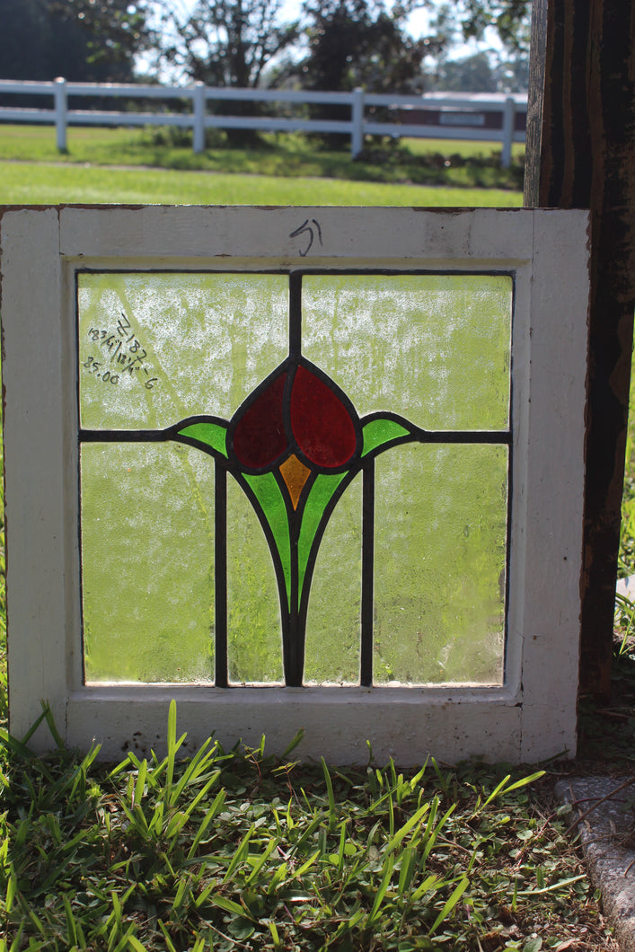 Antique English Stained Glass in Original Frame