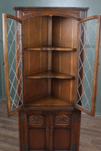Load image into Gallery viewer, English Leaded Glass Corner Cabinet c.1900