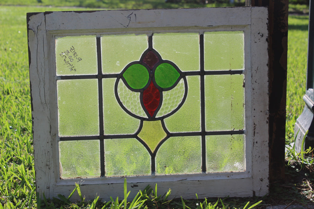 Antique English Stained Glass in Original Frame