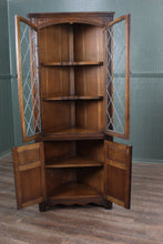 Load image into Gallery viewer, English Leaded Glass Corner Cabinet c.1900