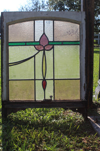 Antique English Stained Glass in Original Frame