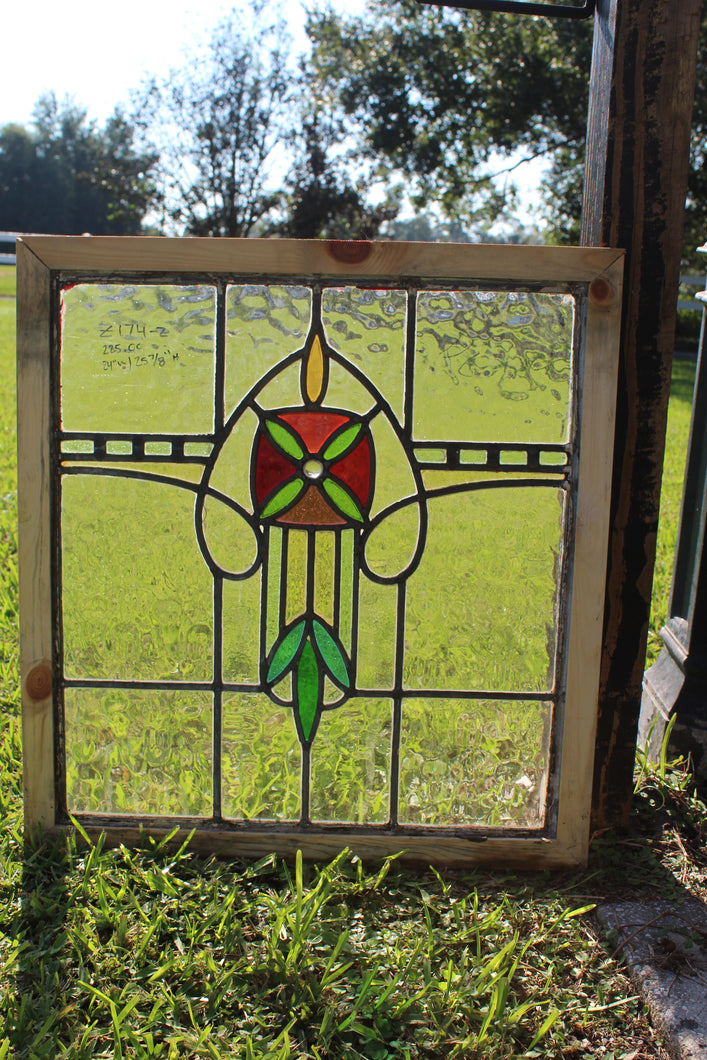 Antique English Stained Glass in Shipping Frame