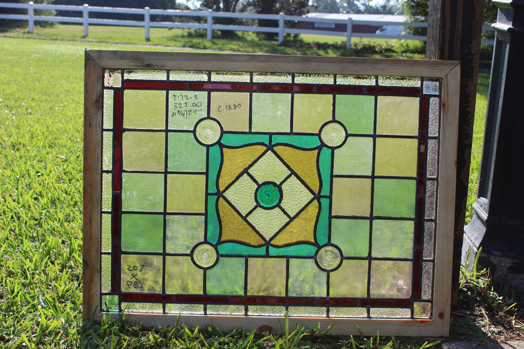 Antique English Stained Glass in Shipping Frame