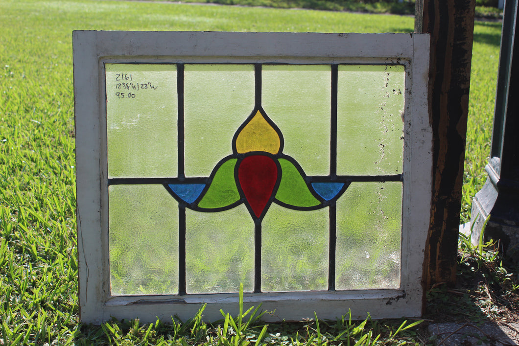 Antique English Stained Glass in Original Frame