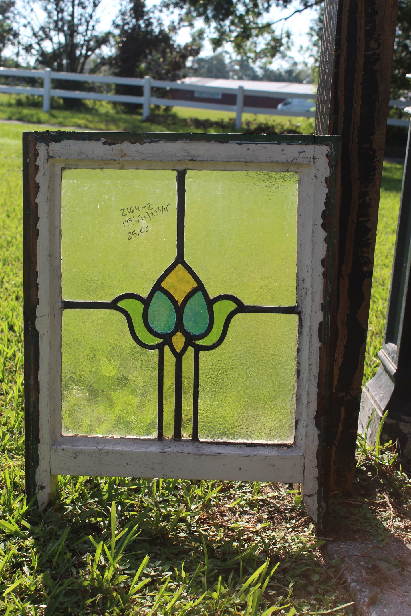 Antique English Stained Glass in Original Frame