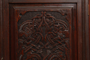 English Oak Carved Hanging Corner Cabinet c.1900