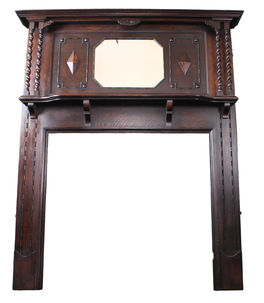 English Oak Barley Twist Fire Surround c.1900
