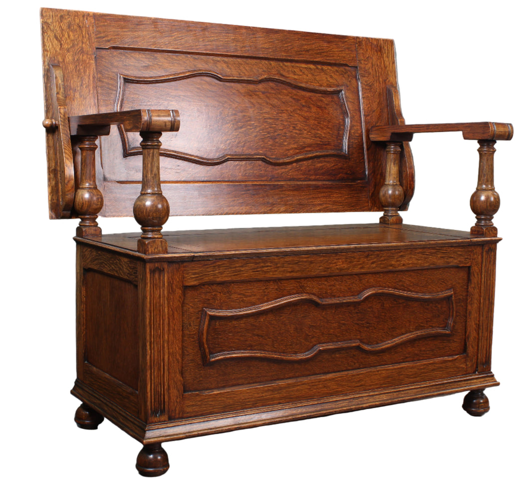 English Oak Monks Bench c.1910