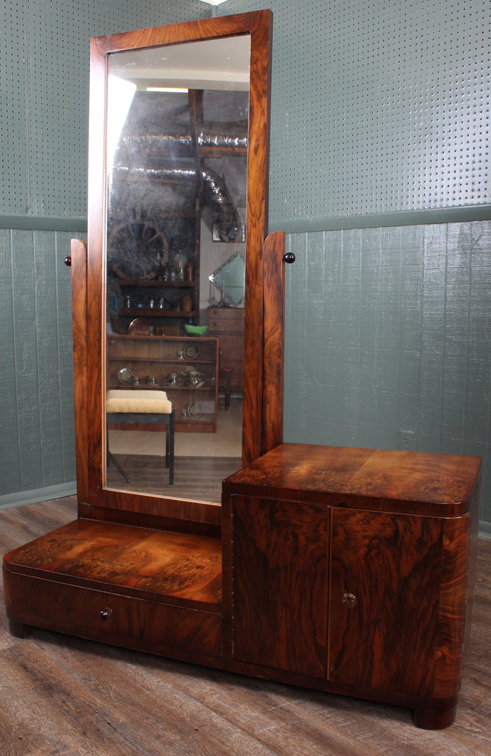 English Mahogany Art Deco Cheval c.1930