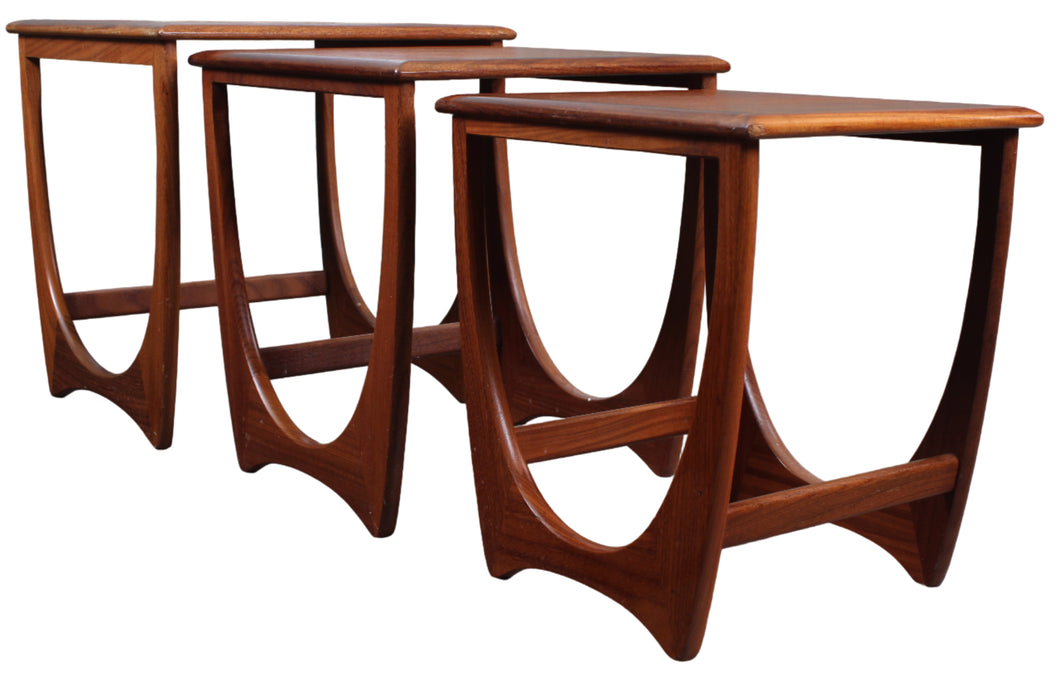 GPlan Astro Midcentury Teak and Tile Nest of Tables c.1960