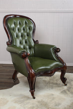 Load image into Gallery viewer, English Leather Tufted Armchair