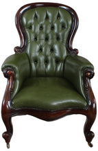 Load image into Gallery viewer, English Leather Tufted Armchair