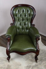 Load image into Gallery viewer, English Leather Tufted Armchair