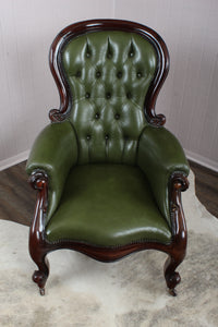 English Leather Tufted Armchair