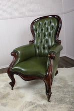 Load image into Gallery viewer, English Leather Tufted Armchair